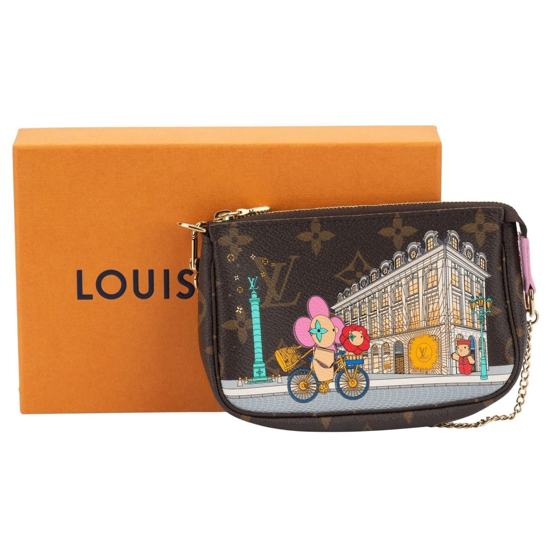 Louis Vuitton Mini Pochette Accessoires Vivienne Holidays 2022 NIB: Louis Vuitton Mini Pochette Accessoires Vivienne Holidays 2022 NIB Introducing the Louis Vuitton Mini Pochette Accessoires from the Vivienne Holidays 2022 collection. This stylish mini pouch is crafte