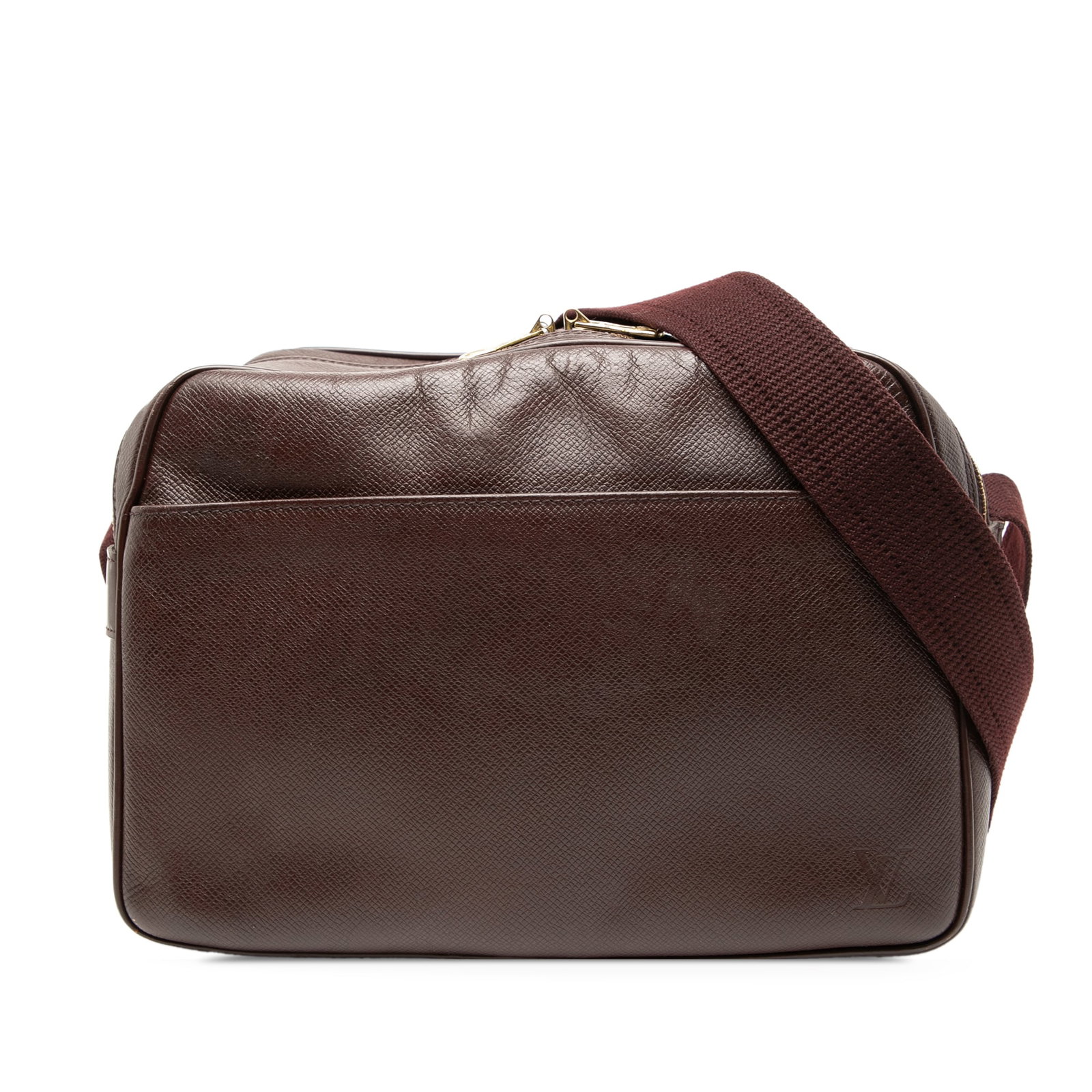 Louis Vuitton Reporter PM Red Taiga Leather Crossbody Bag: Louis Vuitton Reporter PM Red Taiga Leather Crossbody Bag This Louis Vuitton Taiga Reporter PM features a red taiga leather body, an adjustable flat strap, double top zip closures, an exterior slip po
