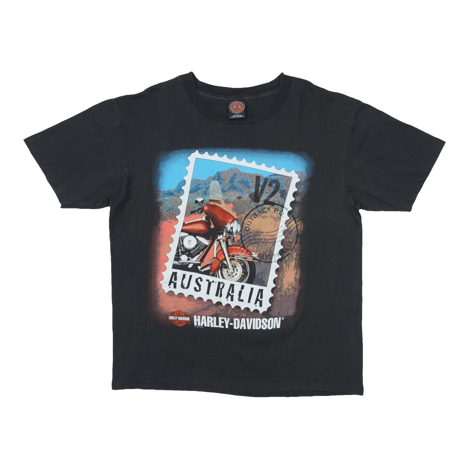 Black 1996 Harley Davidson Australia Stamp Cotton T Shirt Large (1 of 4)