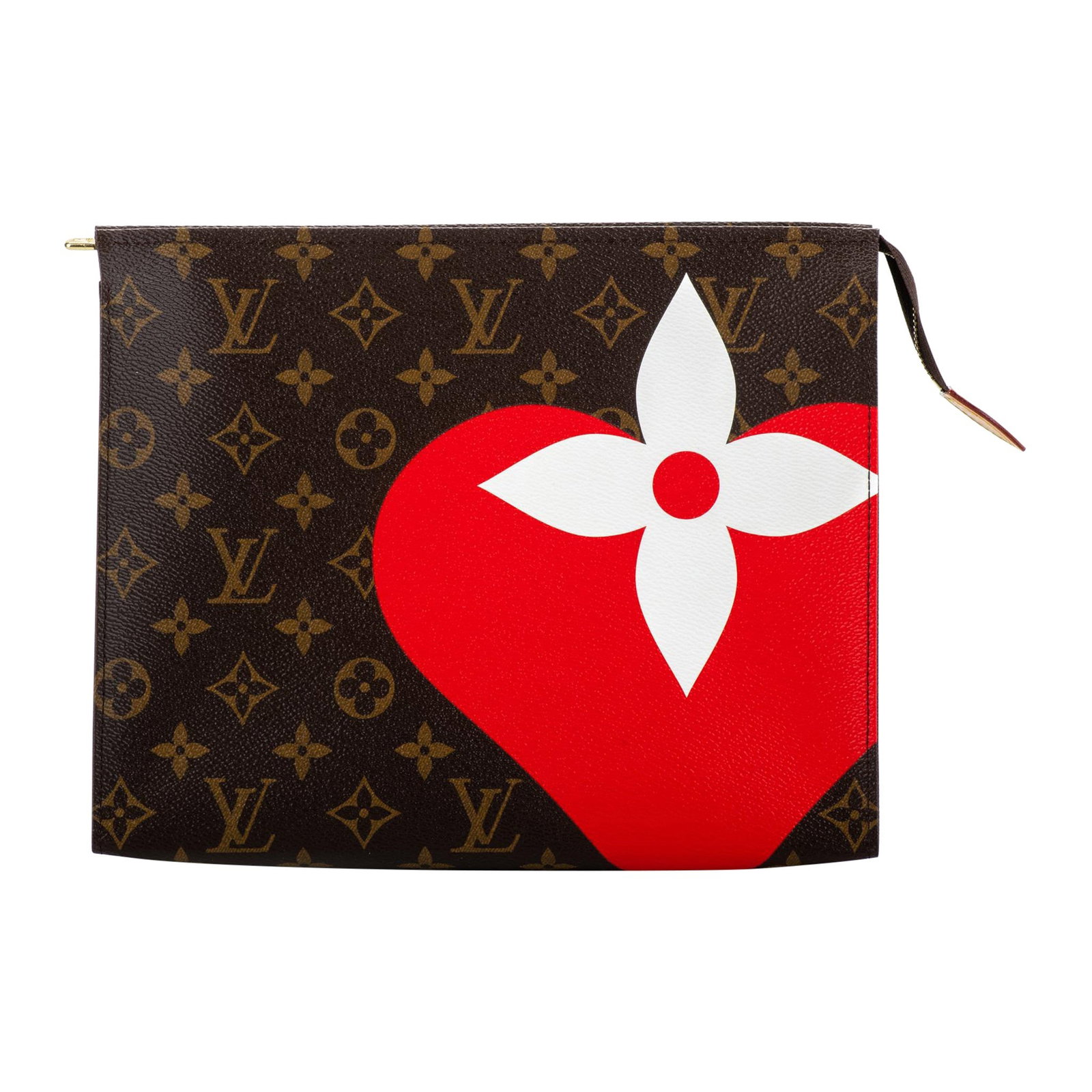 Louis Vuitton Limited Edition Heart Monogram Clutch Bag: Louis Vuitton Limited Edition Heart Monogram Clutch Bag Introducing the limited edition Louis Vuitton Heart Monogram Clutch Bag from the Cruise 2021 collection. This exquisite designer piece showcases