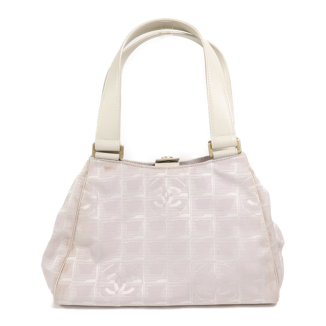 CHANEL New Travel Line Pink Canvas Handbag with CC GHW: CHANEL New Travel Line Pink Canvas Handbag with CC GHW A CHANEL New Travel Line handbag in pink canvas, designed for women and made in France. It features a hook button closure, one inside zip pocket,