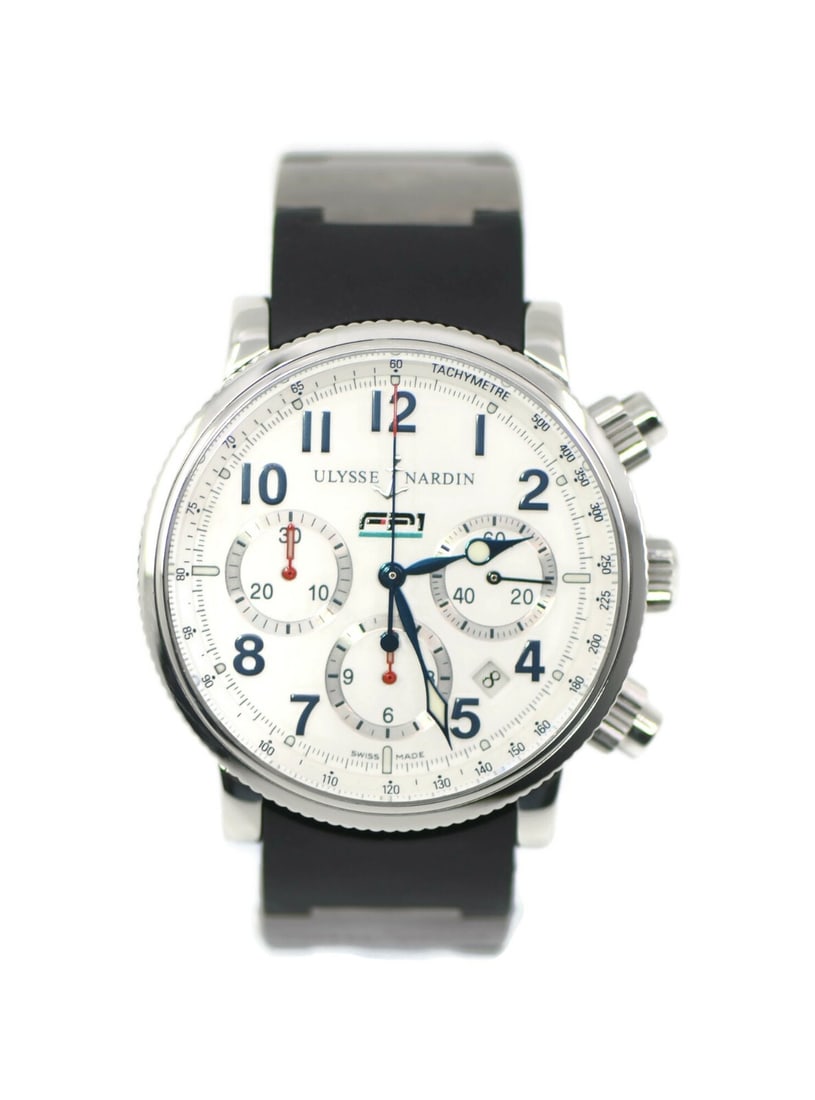 Ulysse Nardin Marine Chronograph Stainless Steel Watch Ref 353-88: Ulysse Nardin Marine Chronograph Stainless Steel Watch Ref 353-88 This Ulysse Nardin Marine Chronograph wristwatch combines precision with elegance. Featuring a robust stainless steel case and a strik