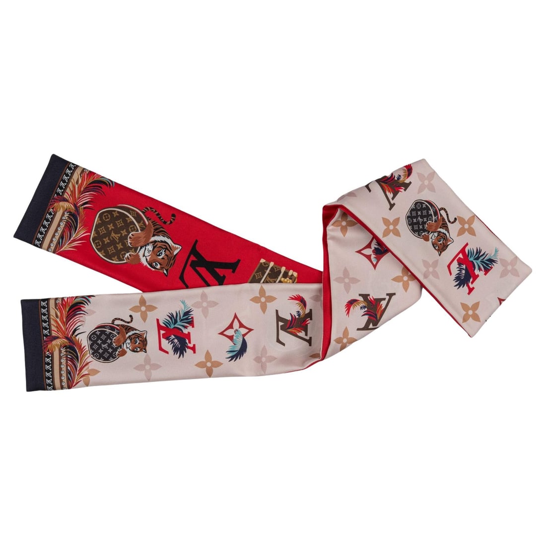 Louis Vuitton Precious Tiger Silk Bandeau 3.25 x 47 in Italy: Louis Vuitton Precious Tiger Silk Bandeau 3.25 x 47 in Italy Discover the elegance of the Louis Vuitton New Precious Tiger Silk Bandeau, a luxurious accessory that combines style with functionality. T
