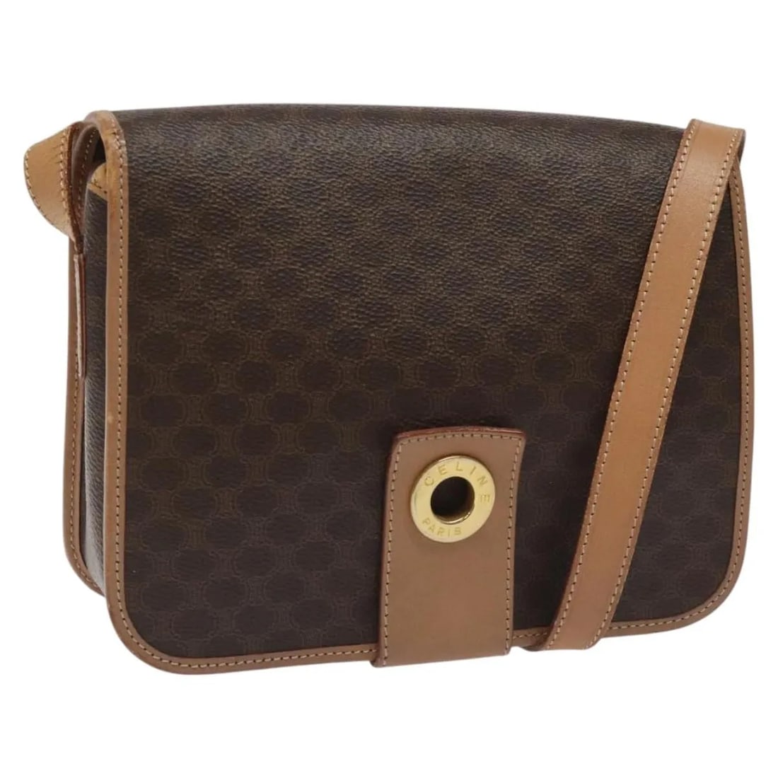 Celine Vintage Macadam Shoulder Bag Brown Canvas Leather: Celine Vintage Macadam Shoulder Bag Brown Canvas Leather This Celine Vintage Macadam Shoulder Bag features the iconic brown canvas with leather trim, offering a timeless and versatile design suitable 