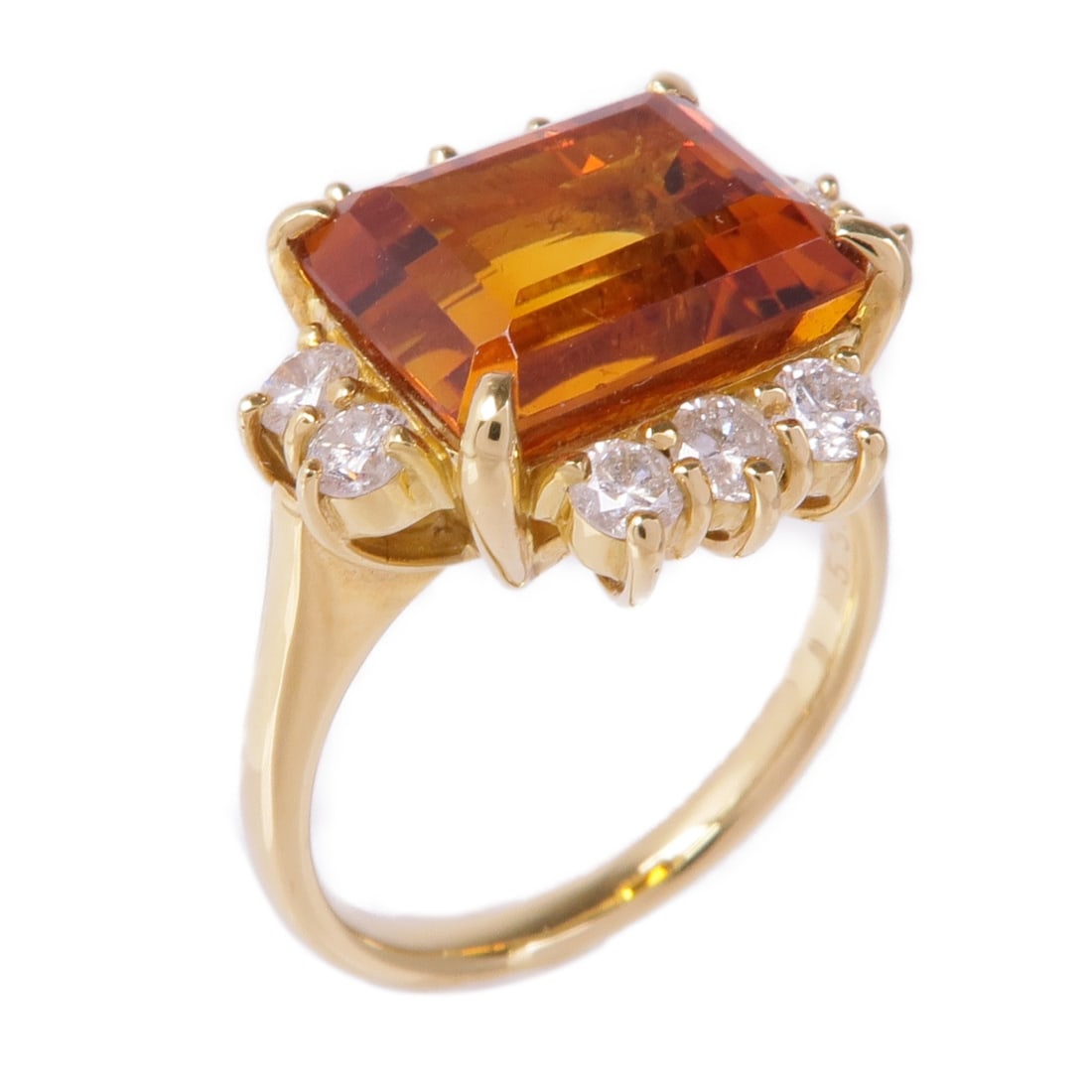 K18 Yellow Gold Citrine Diamond Ring Size 5.75 (1 of 8)
