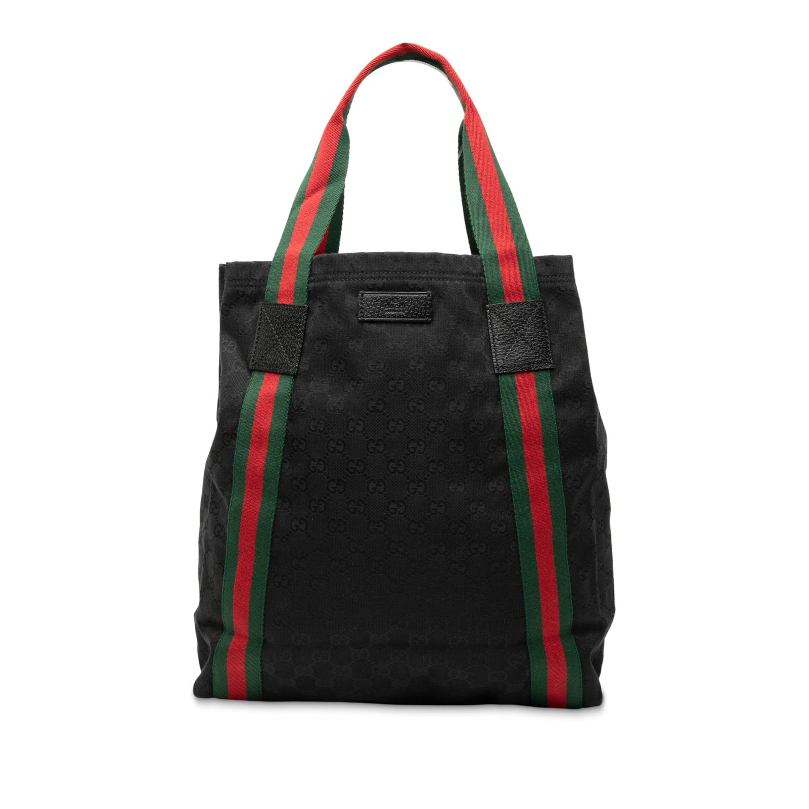 Gucci GG Canvas Web Black Tote Bag with Shoulder Straps: Gucci GG Canvas Web Black Tote Bag with Shoulder Straps This Gucci GG Canvas Web Tote features a canvas body with flat shoulder straps, a top zip closure, and an interior zip pocket. The bag is black 