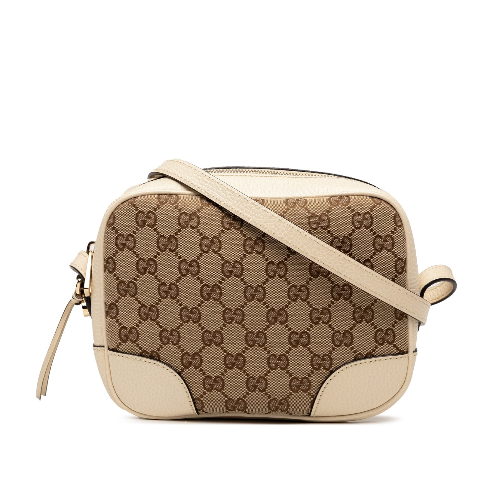 Gucci GG Canvas Bree Crossbody Bag with Leather Trim: Gucci GG Canvas Bree Crossbody Bag with Leather Trim This Gucci GG Canvas Bree Crossbody bag showcases a stylish blend of functionality and luxury. Crafted in Italy, it features a durable canvas body 
