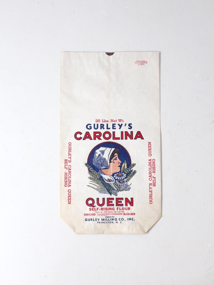 Vintage Gurley's Carolina Queen Flour Bag 25 lbs Classic Branding (1 of 6)