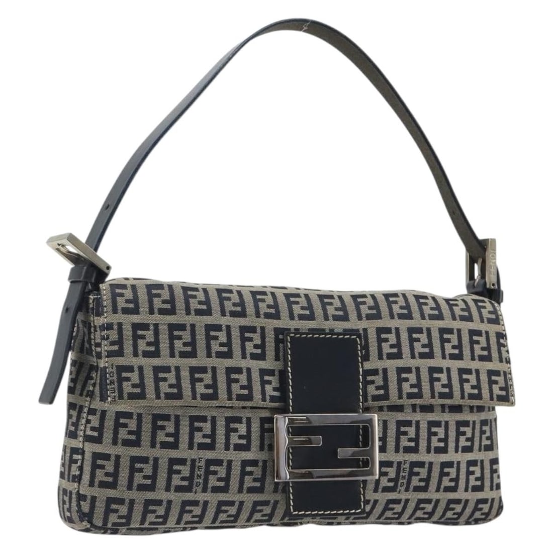 FENDI Mamma Baguette Shoulder Bag in Navy Zucchino Canvas (1 of 18)