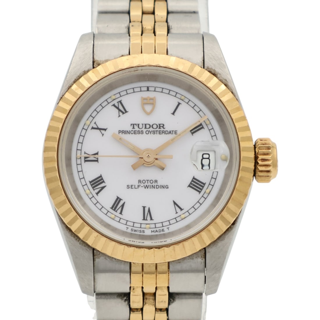 TUDOR 92413 Princess Osterdate Ladies Automatic Date Watch White Dial: TUDOR 92413 Princess Osterdate Ladies Automatic Date Watch White Dial TUDOR Princess Osterdate 92413 automatic watch for ladies, featuring a stainless steel case and white color scheme. It includes a 