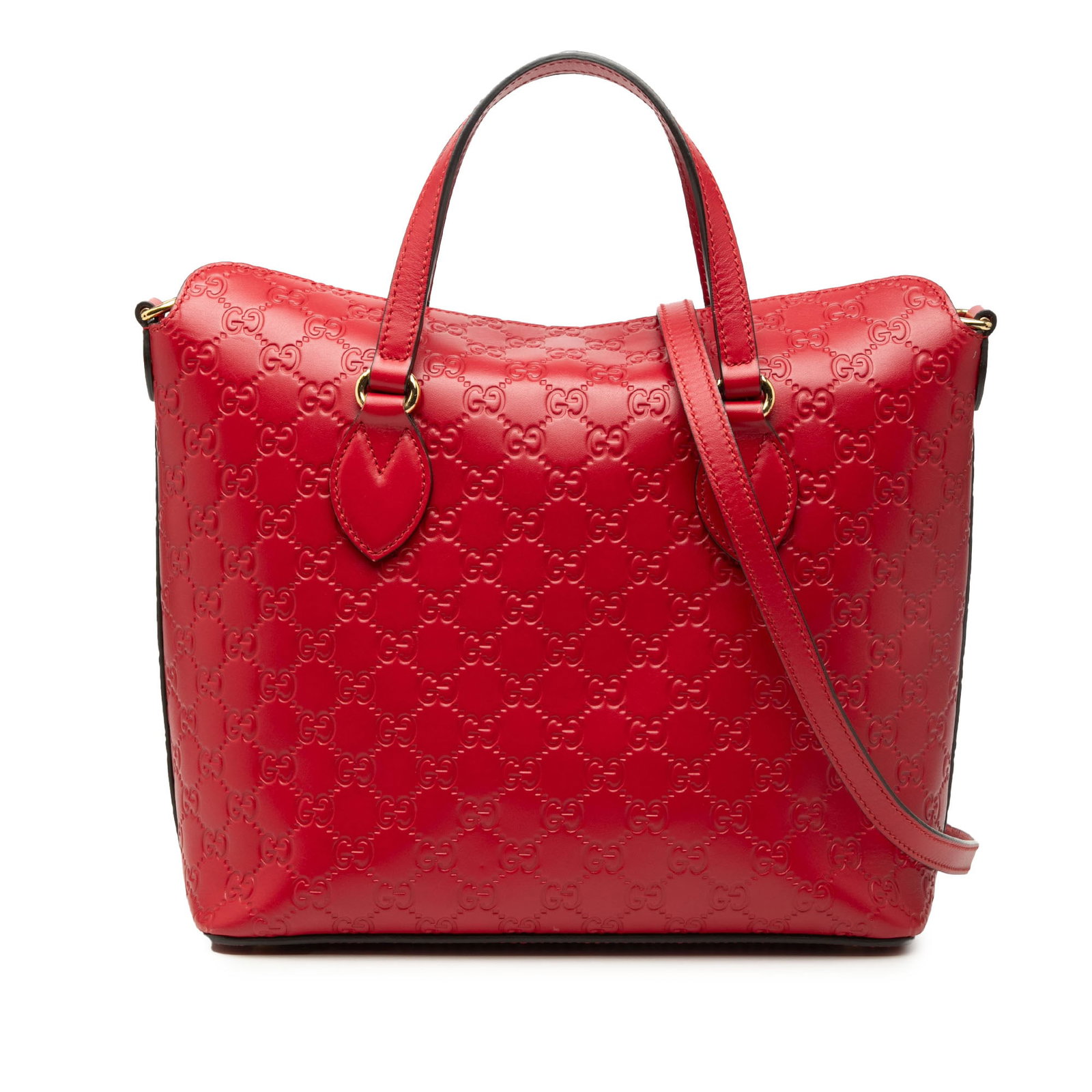 Gucci Guccissima Linea A Red Leather Fold Over Satchel with Strap (1 of 7)