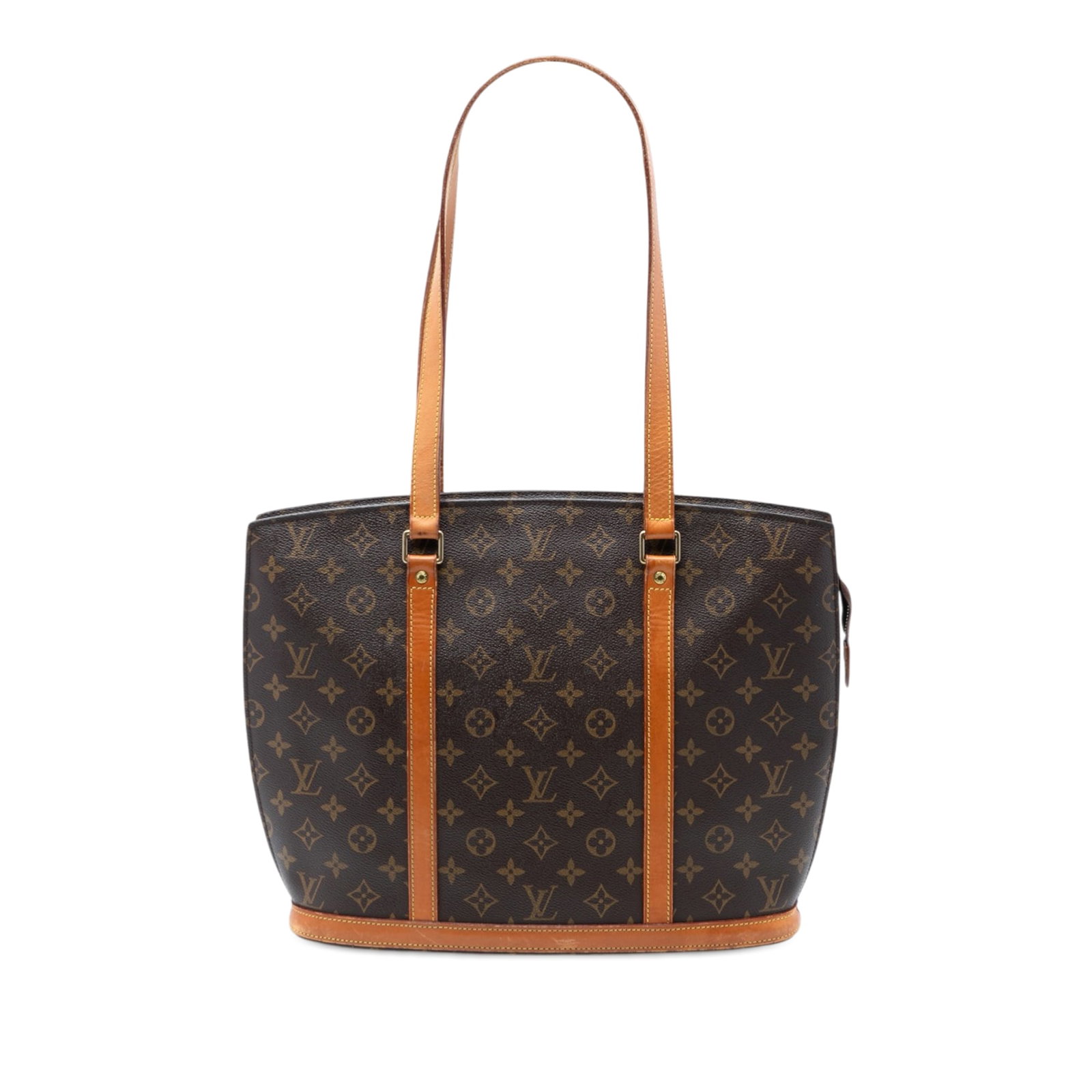 Louis Vuitton Babylone Tote in Monogram Canvas with Leather Trim: Louis Vuitton Babylone Tote in Monogram Canvas with Leather Trim The Louis Vuitton Monogram Babylone features a monogram canvas body with vachetta leather trim and flat vachetta leather straps. It is 