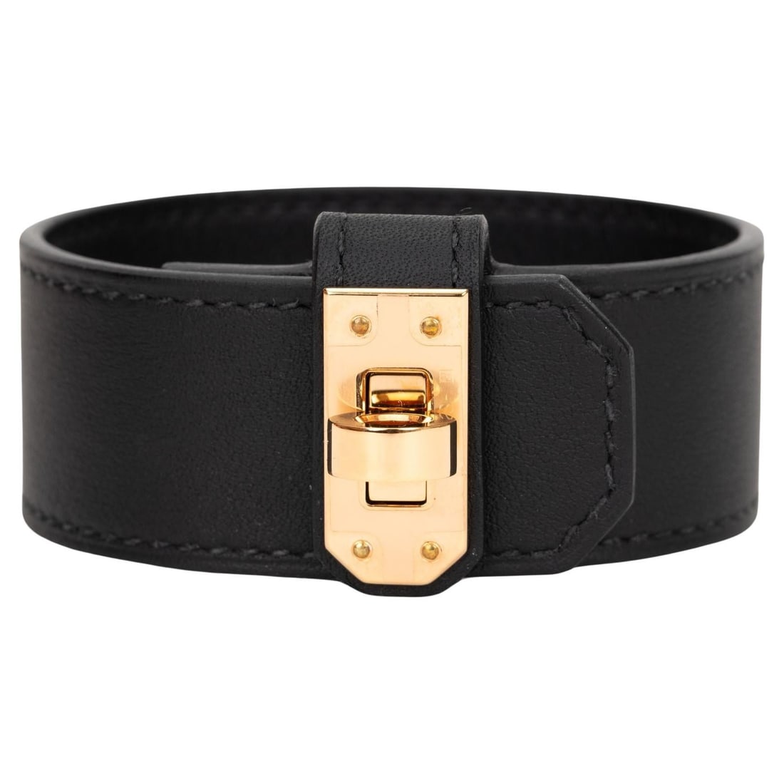 Hermes Kelly Twist Bracelet Black Swift Leather Rose Gold 2023 (1 of 4)