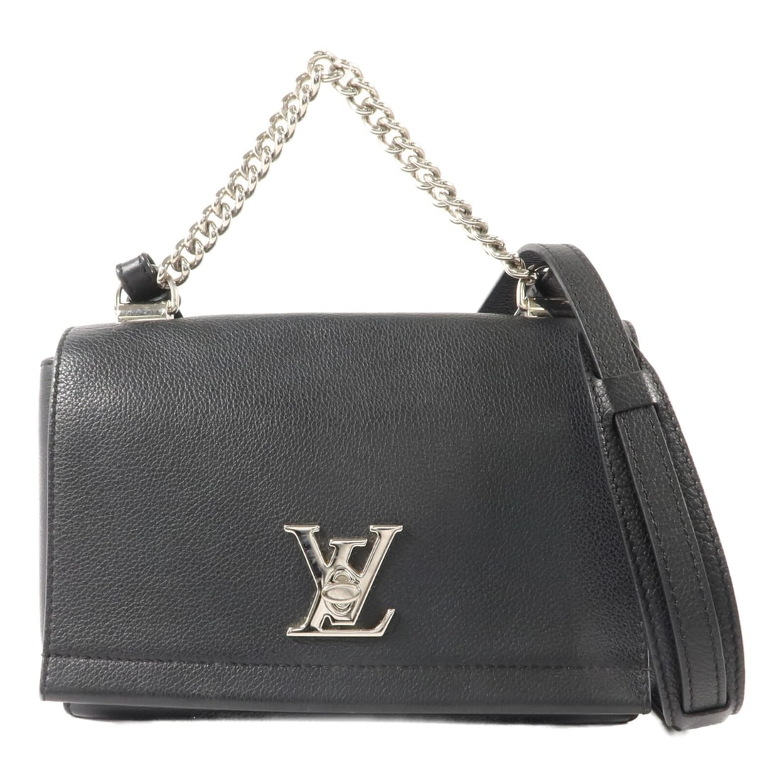 Louis Vuitton Lockme II BB Black Calfskin 2 Way Shoulder Bag M51200: Louis Vuitton Lockme II BB Black Calfskin 2 Way Shoulder Bag M51200 A 2-way shoulder handbag in black calfskin leather with a turn lock closure and one open interior pocket. The item is identified as 