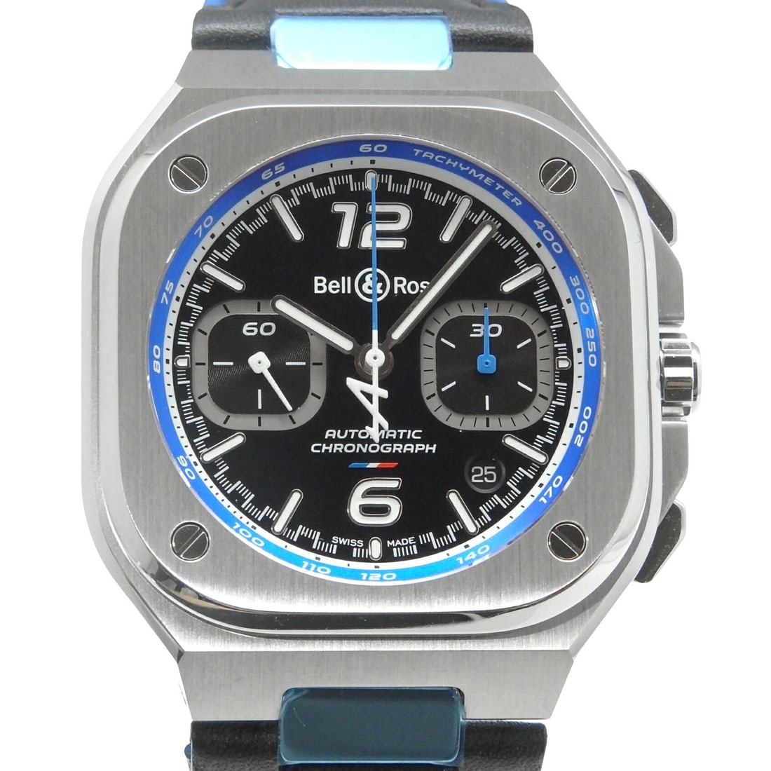 Bell & Ross BR05C A523 Alpine Chronograph Men's Wristwatch: Bell & Ross BR05C A523 Alpine Chronograph Men's Wristwatch Bell & Ross BR05 Chronograph A523 Alpine men's wristwatch, model BR05C-A523-ST/SCA. It is a pre-owned automatic watch made in Switzerland wit