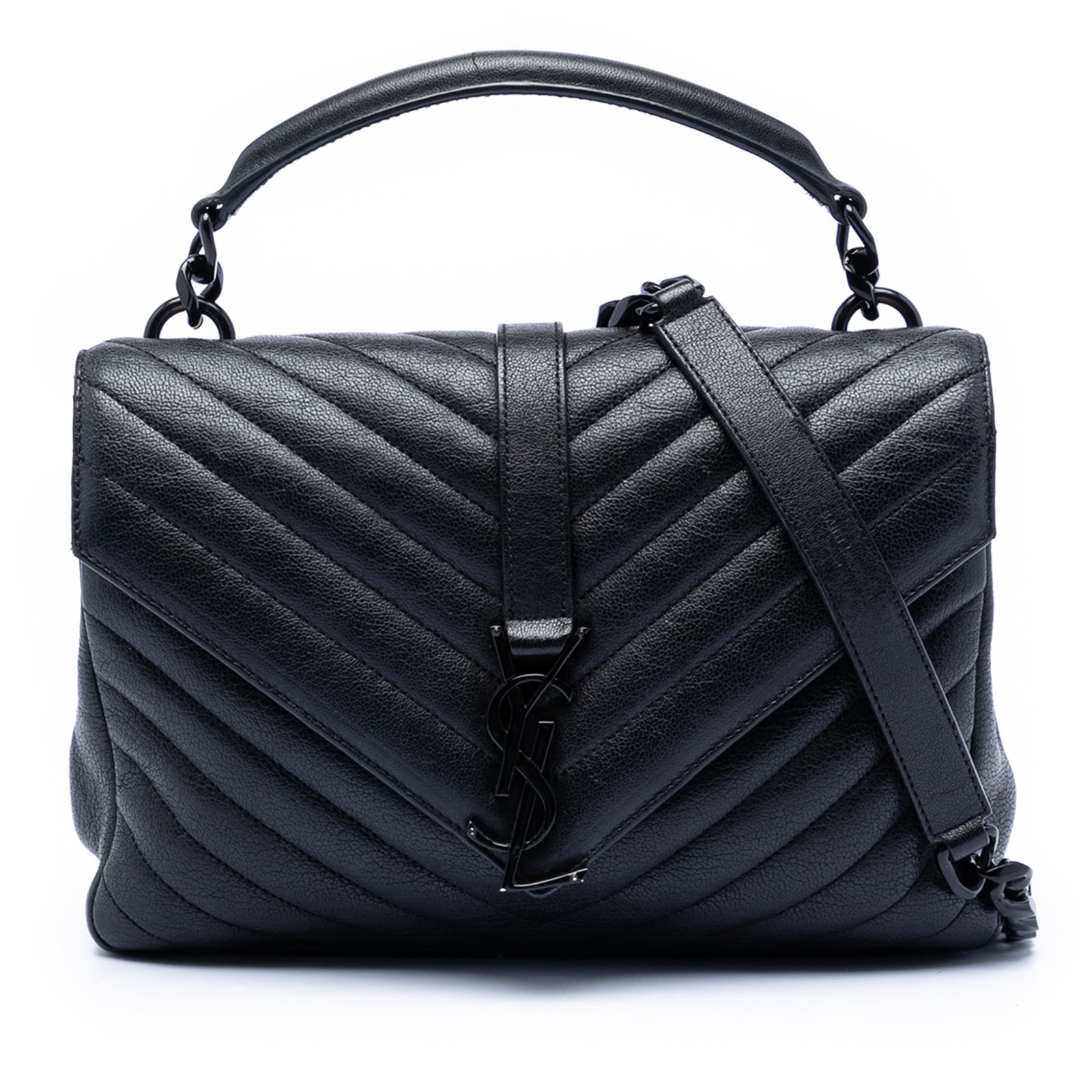 Saint Laurent College black leather medium satchel (1 of 7)
