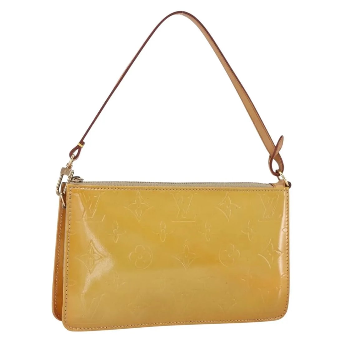 Louis Vuitton Lexington Pochette Beige Patent Leather Handbag: Louis Vuitton Lexington Pochette Beige Patent Leather Handbag This pre-owned Louis Vuitton Lexington Pochette in Monogram Vernis patent leather features a beige color and is designed for women. The ba
