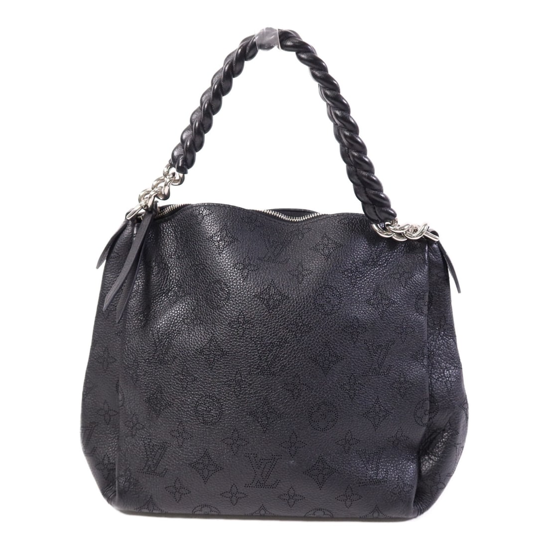 Louis Vuitton Babylone Chain BB Monogram Mahina Shoulder Bag M51223: Louis Vuitton Babylone Chain BB Monogram Mahina Shoulder Bag M51223 Louis Vuitton Babylone Chain BB shoulder bag, model M51223, in black Monogram Mahina and calfskin. It features a shoulder bag style 