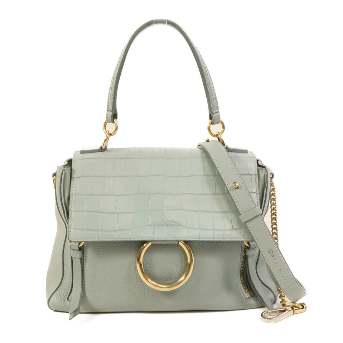 Chloe Blue Calfskin 2Way Shoulder Bag with Strap: Chloe Blue Calfskin 2Way Shoulder Bag with Strap Chloe 2Way shoulder bag in blue calfskin leather with a flap closure and shoulder strap. The bag features one outside open pocket, two inside open pock