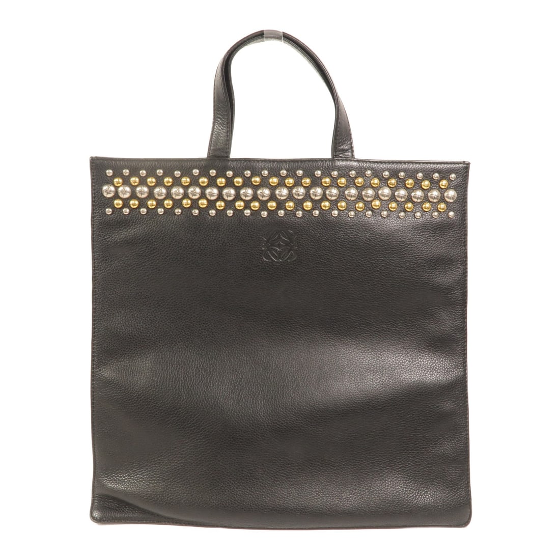 LOEWE Vega Calfskin Tote Handbag Black: LOEWE Vega Calfskin Tote Handbag Black LOEWE Vega Tote Bag in black calfskin leather with a structured, slim profile. It features a magnetic pocket and one inside zip pocket, with a 26 cm handle drop.