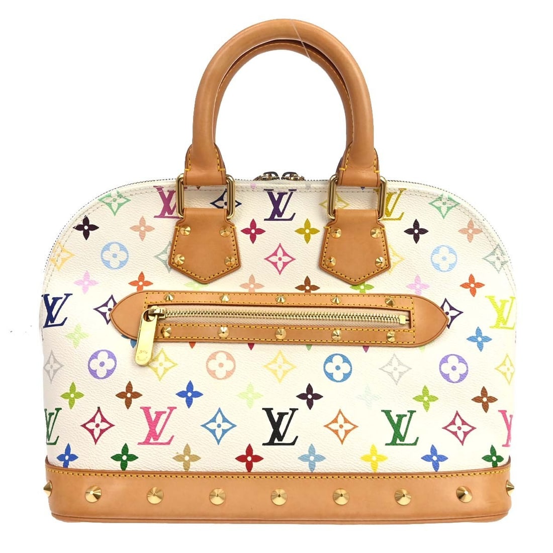 Louis Vuitton Alma M92647 White Monogram Multicolor Hand Bag: Louis Vuitton Alma M92647 White Monogram Multicolor Hand Bag Louis Vuitton Alma handbag in white Monogram Multicolor canvas and leather, made in France. It features a zip closure, medium size, and a s