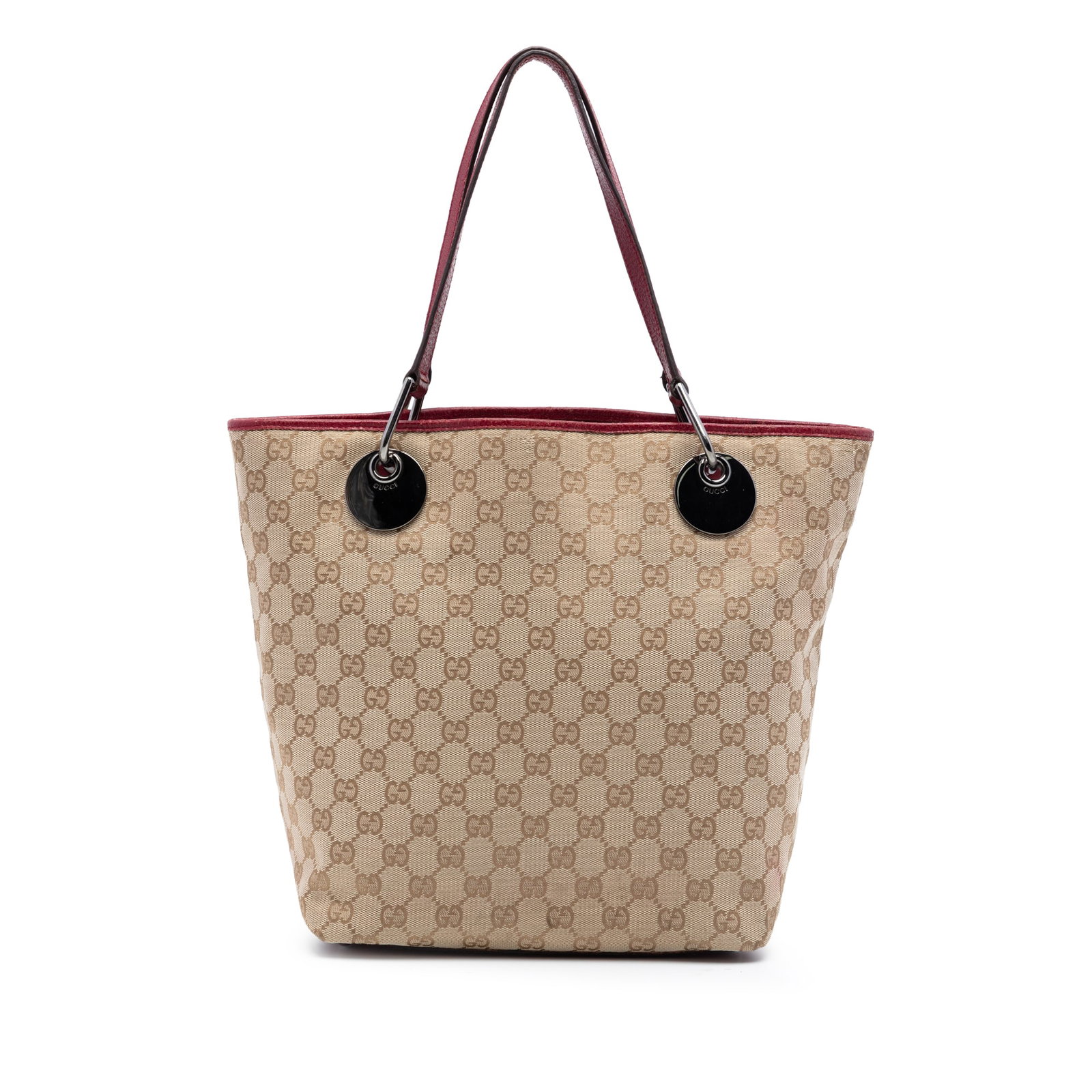Gucci Eclipse Tote Large GG Canvas Beige Shoulder Bag: Gucci Eclipse Tote Large GG Canvas Beige Shoulder Bag Gucci Large GG Canvas Eclipse Tote in beige, made in Italy. The bag features a canvas body with leather trim, flat leather straps, an open top, an