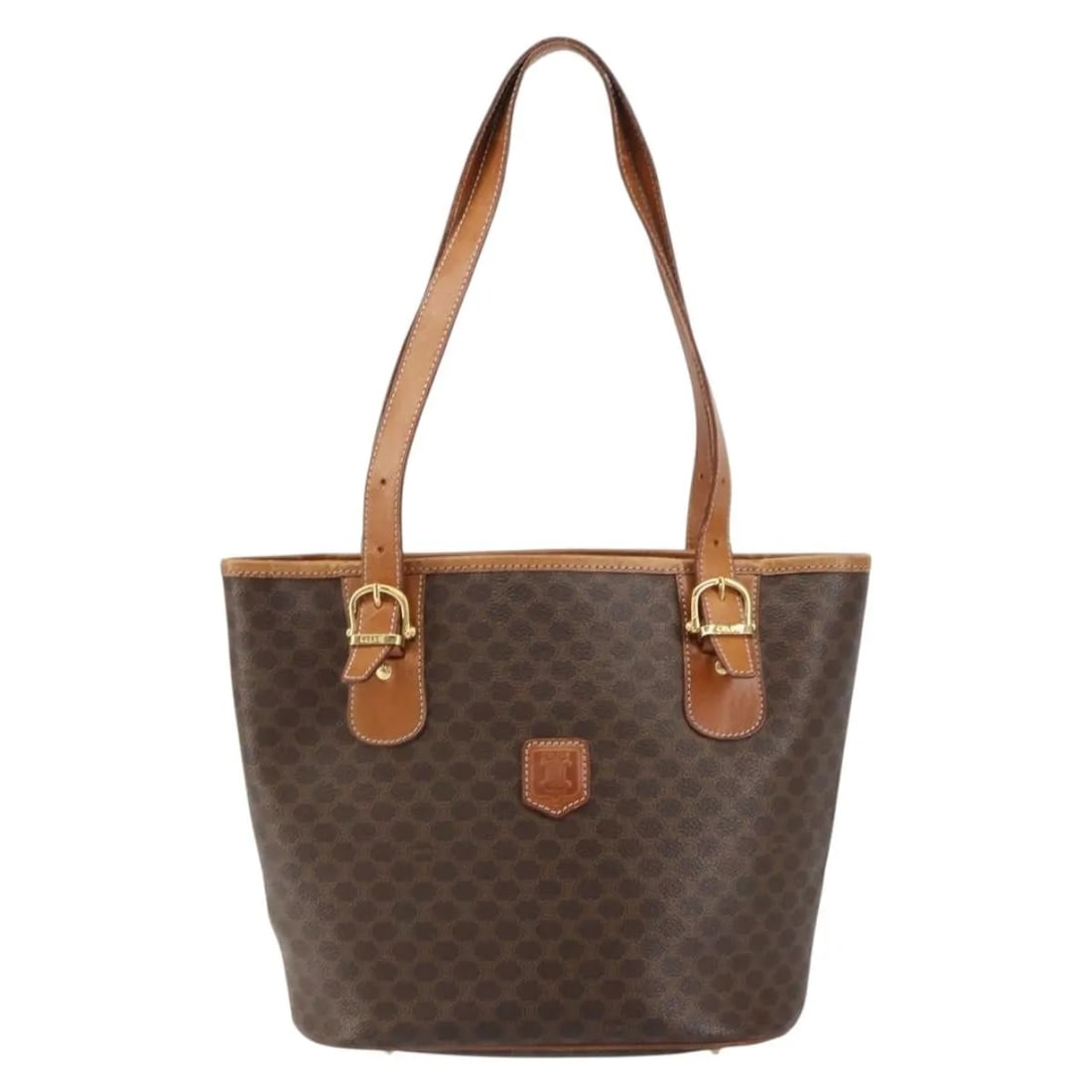 Celine Vintage Macadam Brown PVC Tote Bag Italy: Celine Vintage Macadam Brown PVC Tote Bag Italy This Celine Vintage Macadam tote bag features a classic brown PVC exterior with the signature Macadam pattern. Designed for women, it offers ample space
