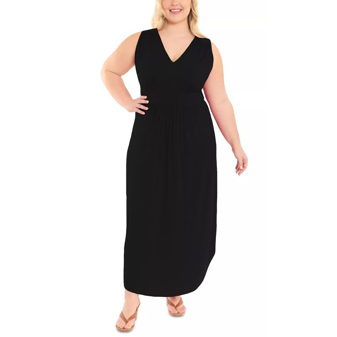 London Times Plus Size Black Shirt Tail Maxi Dress 3X (1 of 2)