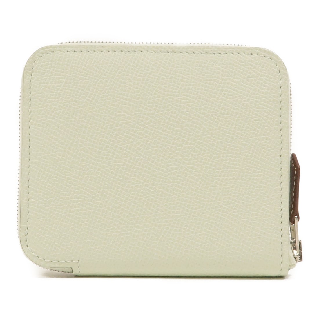 Hermes Silk In Compact Wallet Epsom Calfskin Vert Fizz PHW: Hermes Silk In Compact Wallet Epsom Calfskin Vert Fizz PHW Compact wallet in Vert Fizz with Epsom leather and calfskin (cowhide) details. It features a fastener closure, six card slots, and one coin c