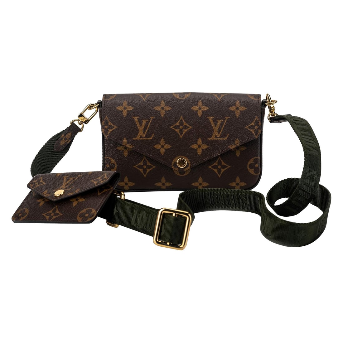 Louis Vuitton Monogram Mini Felicie Multi Bag with Epi Leather Lining: Louis Vuitton Monogram Mini Felicie Multi Bag with Epi Leather Lining Introducing the Louis Vuitton Monogram Mini Felicie Multi Bag, a chic accessory that perfectly combines style and functionality. T