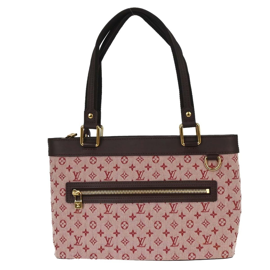 Louis Vuitton Lucille PM Monogram Mini Lin Red Tote Bag: Louis Vuitton Lucille PM Monogram Mini Lin Red Tote Bag Louis Vuitton Monogram Mini Lucille PM handbag in cherry red, presented in a tote style with a monogram pattern and zip closure. It features dou