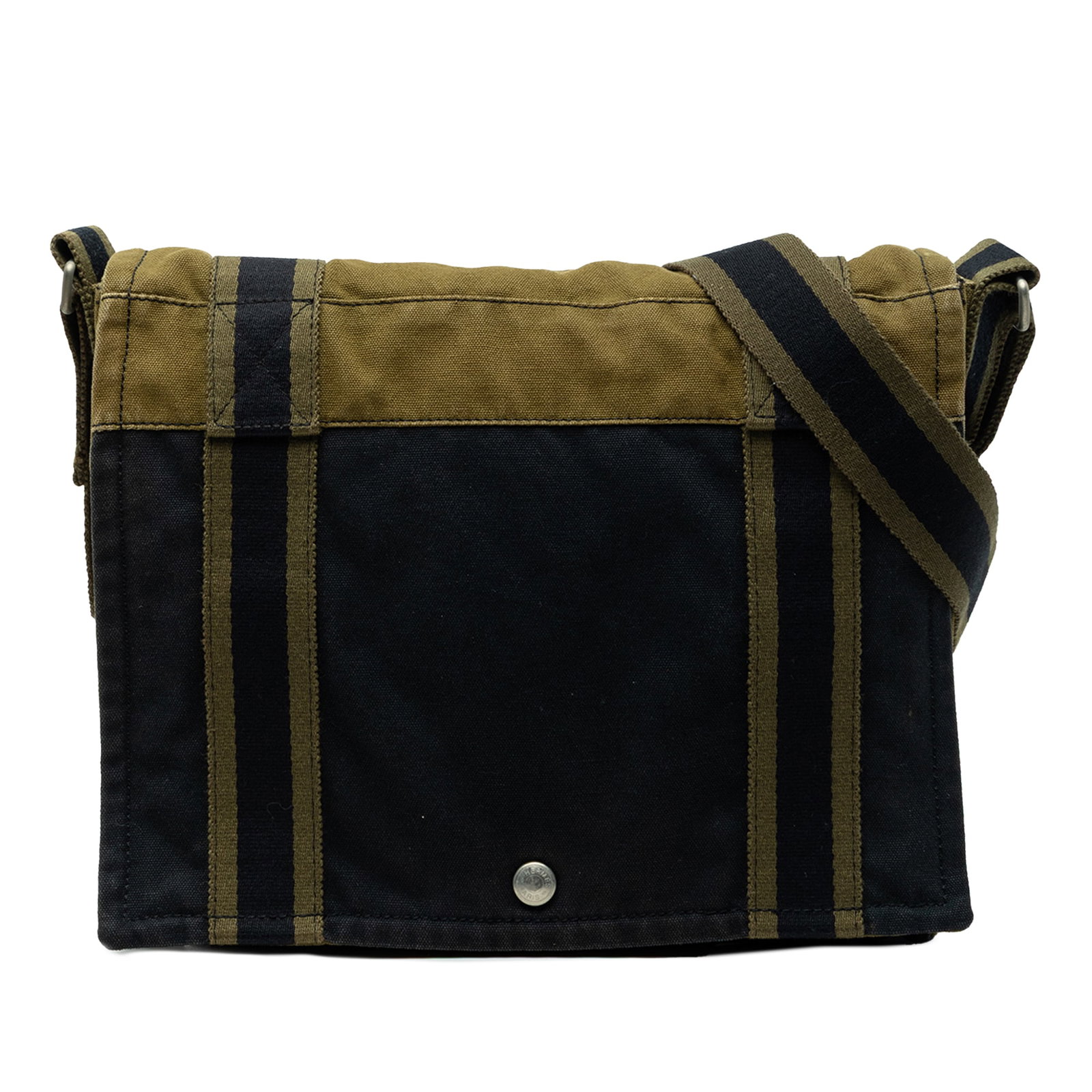 Hermes Fourre Tout Besace MM Blue Canvas Crossbody Bag: Hermes Fourre Tout Besace MM Blue Canvas Crossbody Bag The Hermes Bicolor Canvas Fourre Tout Besace MM is a crossbody bag crafted from durable canvas. It features an adjustable flat strap, a front fla