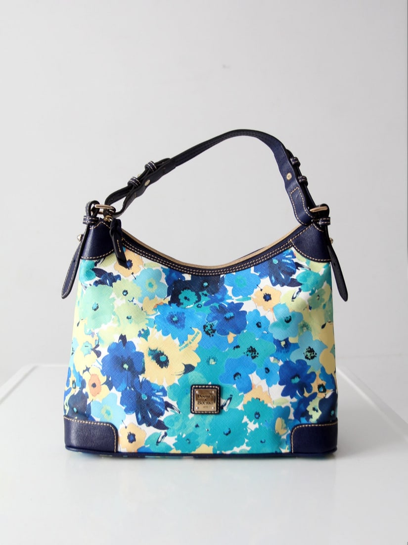 Floral Print Shoulder Bag with Navy Leather Trim by Dooney and Bourke (1 of 18)