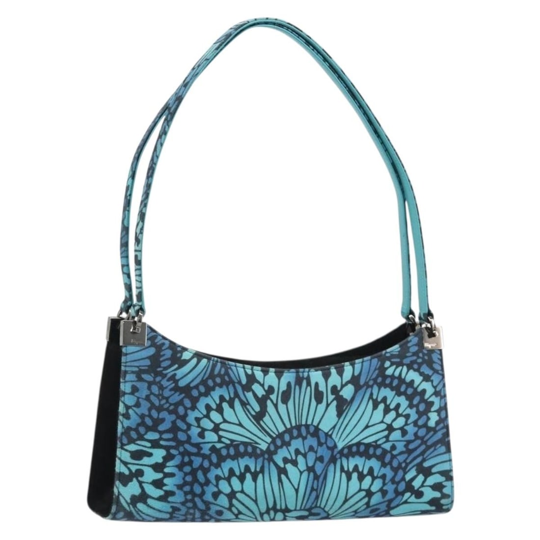 Blue Suede Shoulder Bag Salvatore Ferragamo Silver Tone with Dust Bag: Blue Suede Shoulder Bag Salvatore Ferragamo Silver Tone with Dust Bag Salvatore Ferragamo shoulder bag in blue and silver suede, made in Italy. It comes with a dust bag and is described as being in AB