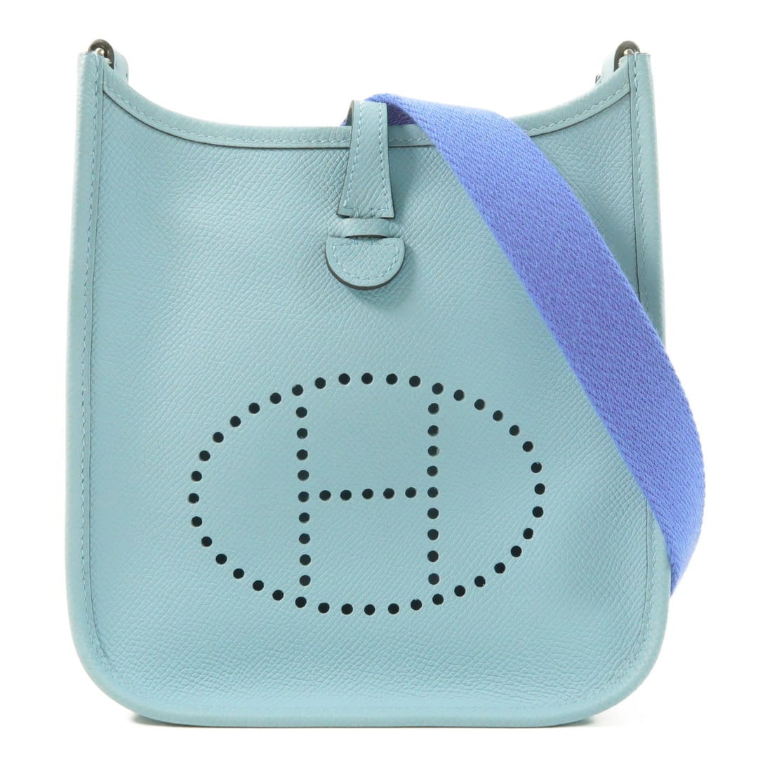 Hermes Evelyne TPM Epsom Leather Shoulder Bag Bleu Atoll PHW: Hermes Evelyne TPM Epsom Leather Shoulder Bag Bleu Atoll PHW A Hermes Evelyne TPM shoulder bag in Epsom leather, presented in Bleu Atoll. The bag includes a shoulder strap and comes with storage box a