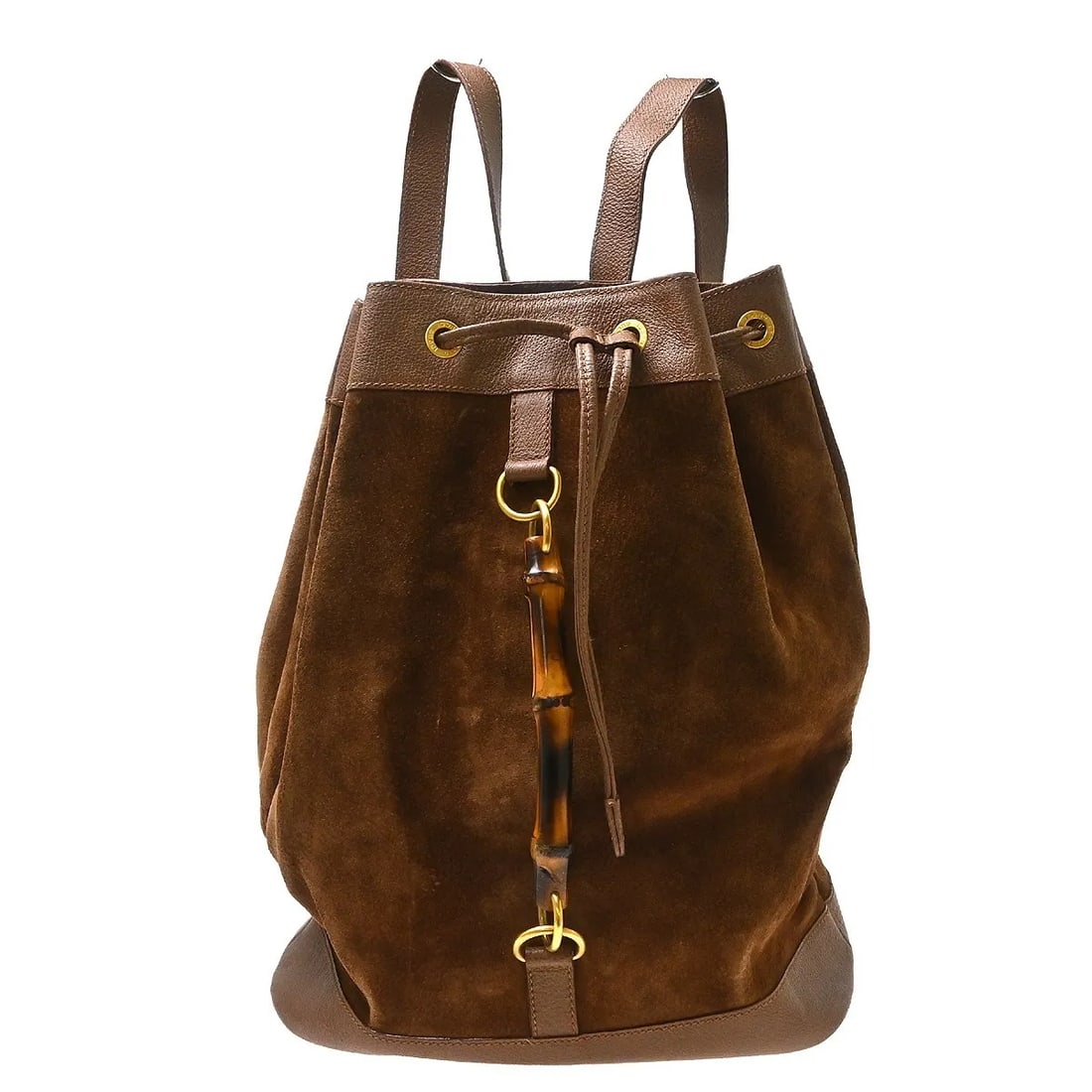 Gucci Vintage Bamboo Brown Suede Handbag 28cm x 37cm x 17cm: Gucci Vintage Bamboo Brown Suede Handbag 28cm x 37cm x 17cm Vintage Gucci Bamboo bag in brown suede, made in Italy. The item is described as being in fair condition, with light scratching and dirt on 