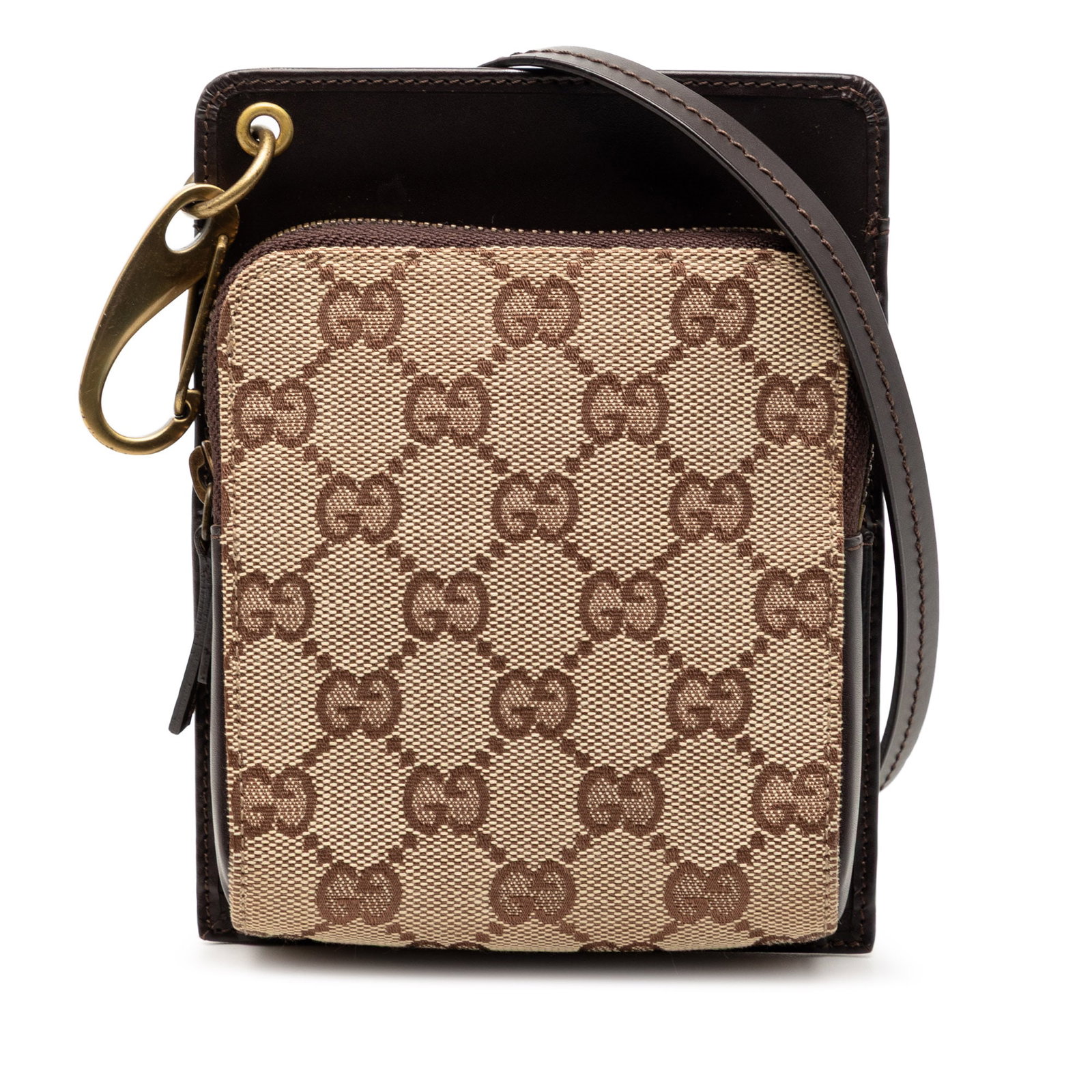 Gucci GG Canvas Beige Crossbody Bag with Leather Trim: Gucci GG Canvas Beige Crossbody Bag with Leather Trim This Gucci GG Canvas Crossbody bag features a beige canvas body with leather trim, a flat leather strap, and a top zip closure. The bag exhibits s