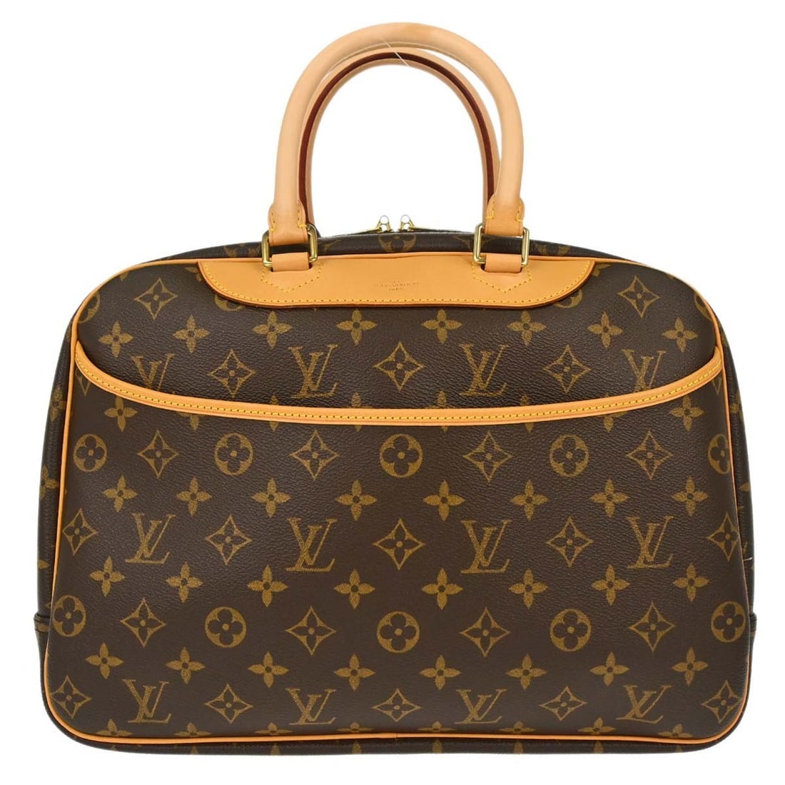Louis Vuitton Deauville Bowling Vanity Monogram Canvas Handbag M47270: Louis Vuitton Deauville Bowling Vanity Monogram Canvas Handbag M47270 Louis Vuitton Deauville Bowling Vanity handbag in Monogram canvas and leather, featuring a zip closure, double handles in beige, a