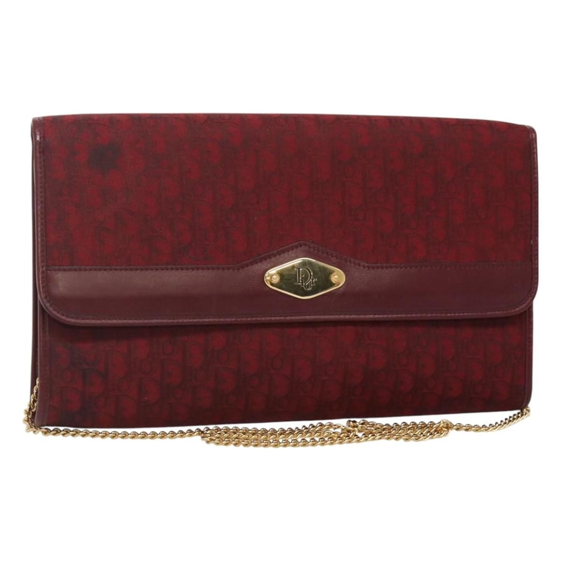 Christian Dior Red Gold Trotter Canvas Shoulder Bag Chain Strap: Christian Dior Red Gold Trotter Canvas Shoulder Bag Chain Strap Christian Dior shoulder bag in red and gold Trotter canvas, made in France. This women's bag features a chain shoulder strap and shows r