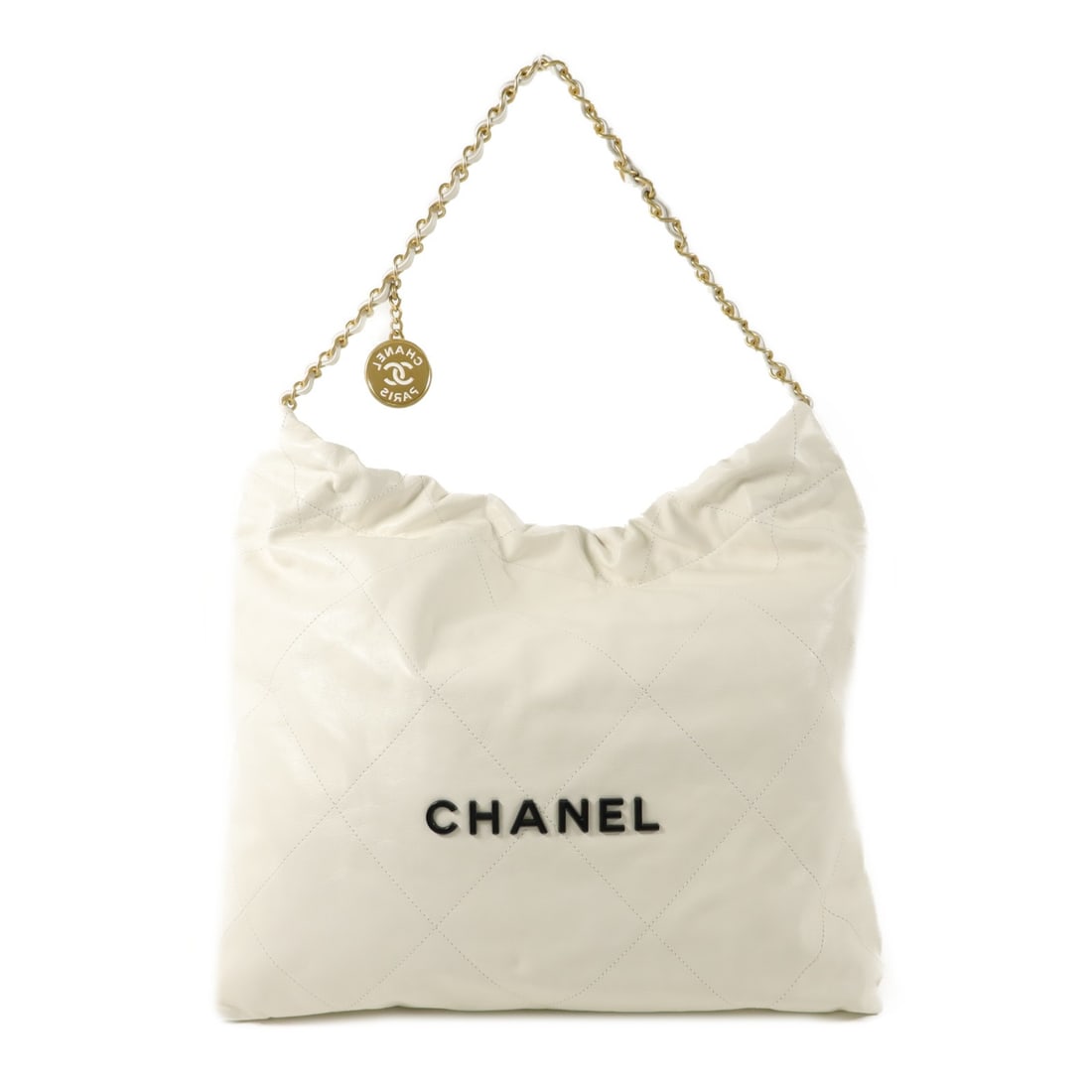CHANEL Chanel 22 Medium Shoulder Bag White Calfskin CC GHW (1 of 18)