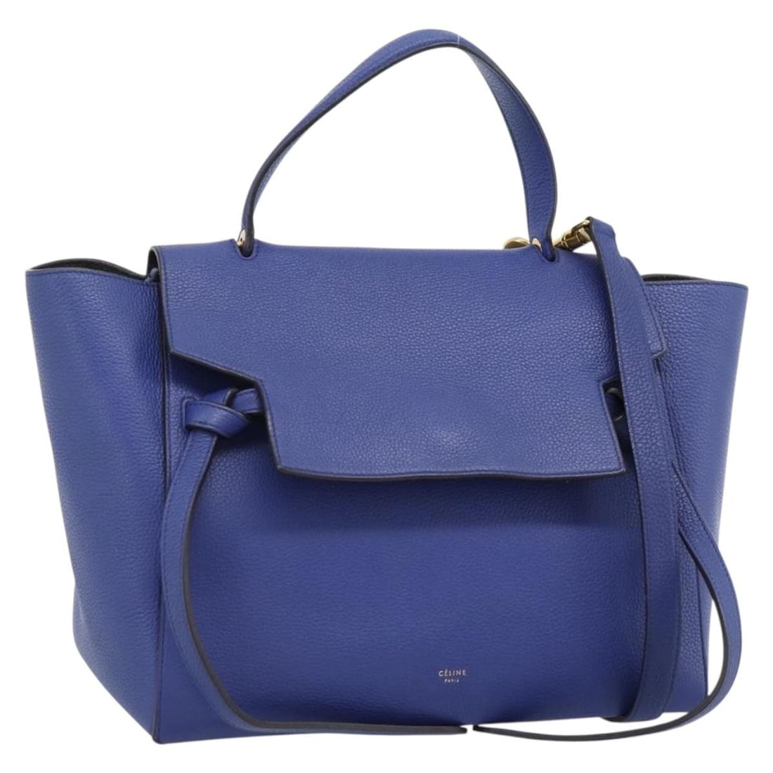 CELINE 183709M leather 2way handbag blue with strap and dust bag: CELINE 183709M leather 2way handbag blue with strap and dust bag Celine Belt Bag 2-way handbag in blue leather with gold-tone accents. Made in Italy, this women's bag includes a dust bag and shoulder 