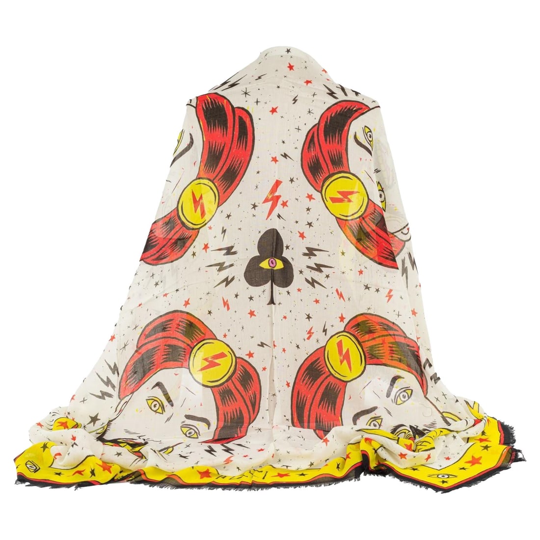 Gucci Magic Shawl Stole Wool Silk 55in Luxury Italy: Gucci Magic Shawl Stole Wool Silk 55in Luxury Italy Introducing the Gucci Magic Stole/Shawl, a luxurious blend of wool and silk that showcases an intricate design featuring a man in a red turban, comp