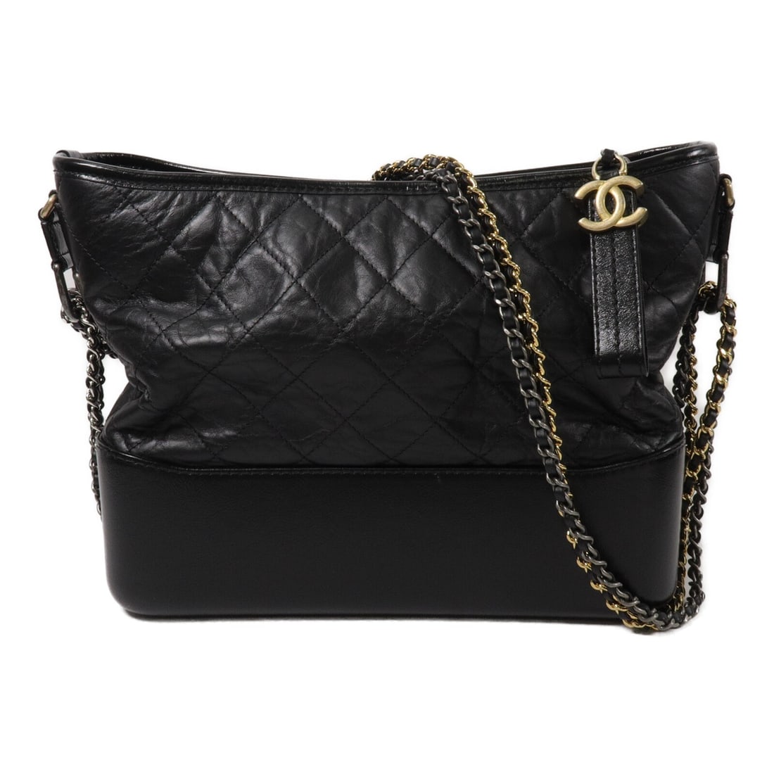 CHANEL Gabrielle Large Shoulder Bag A93824 Black Calfskin: CHANEL Gabrielle Large Shoulder Bag A93824 Black Calfskin CHANEL Gabrielle Large Chain Shoulder Bag in black calfskin leather. This women's shoulder bag features a black exterior and frame color, with