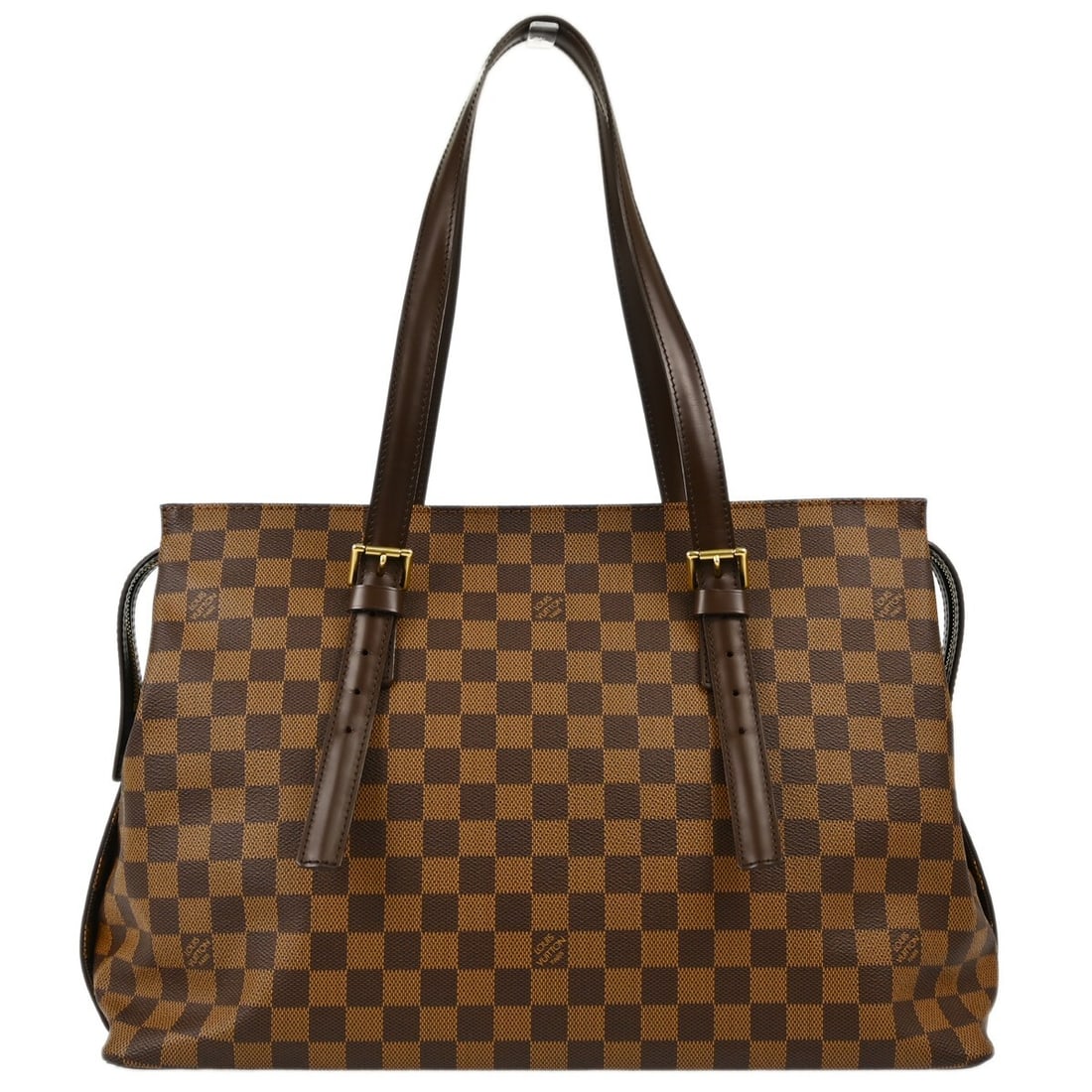 Louis Vuitton Chelsea Damier Ebene Large Zip Tote N51119: Louis Vuitton Chelsea Damier Ebene Large Zip Tote N51119 Louis Vuitton Chelsea shoulder tote bag in Damier canvas and leather with a brown check pattern and zip closure. This large women's tote featur