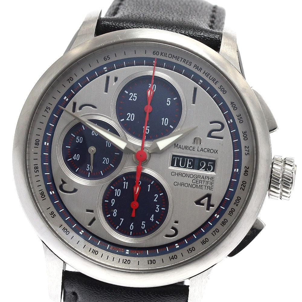 Maurice Lacroix MP6018 mens automatic chronograph wristwatch day date: Maurice Lacroix MP6018 mens automatic chronograph wristwatch day date This pre-owned Maurice Lacroix men's wristwatch is a Masterpiece Master Chronograph Day-Date model with an automatic movement and 