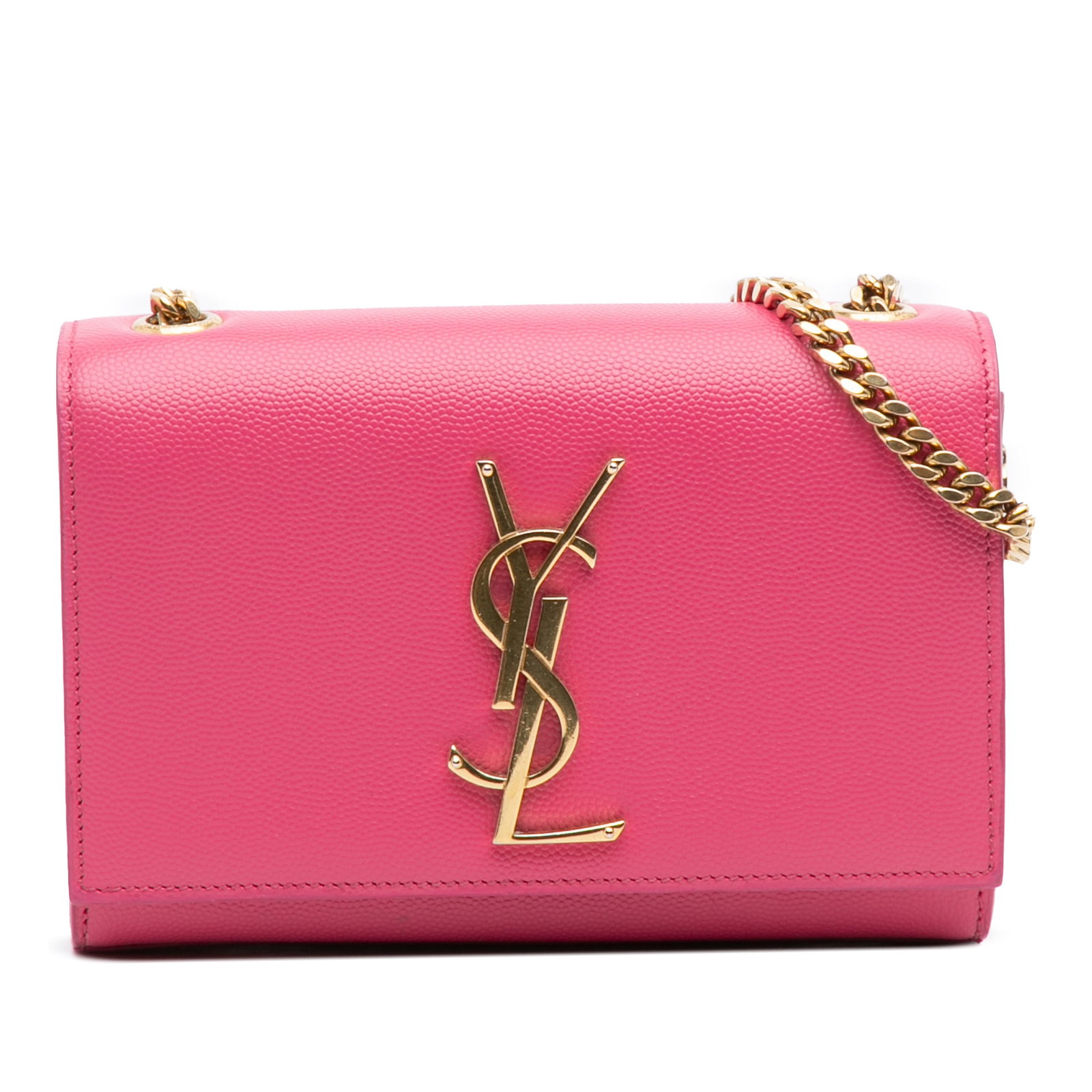 Saint Laurent Pink Grain De Poudre Monogram Kate Crossbody Bag: Saint Laurent Pink Grain De Poudre Monogram Kate Crossbody Bag The Saint Laurent Small Grain De Poudre Monogram Kate Crossbody is a stylish and elegant leather bag designed for versatility and fashion