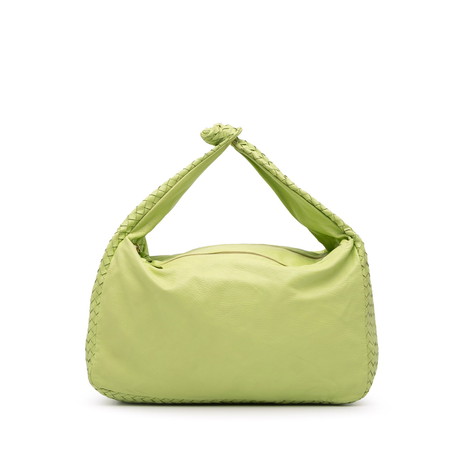 Bottega Veneta Green Nappa Intrecciato Knot Hobo Bag: Bottega Veneta Green Nappa Intrecciato Knot Hobo Bag The Bottega Veneta Nappa Intrecciato Knot Hobo is a stunning green hobo bag crafted from soft nappa leather. It features a flat leather strap adorn