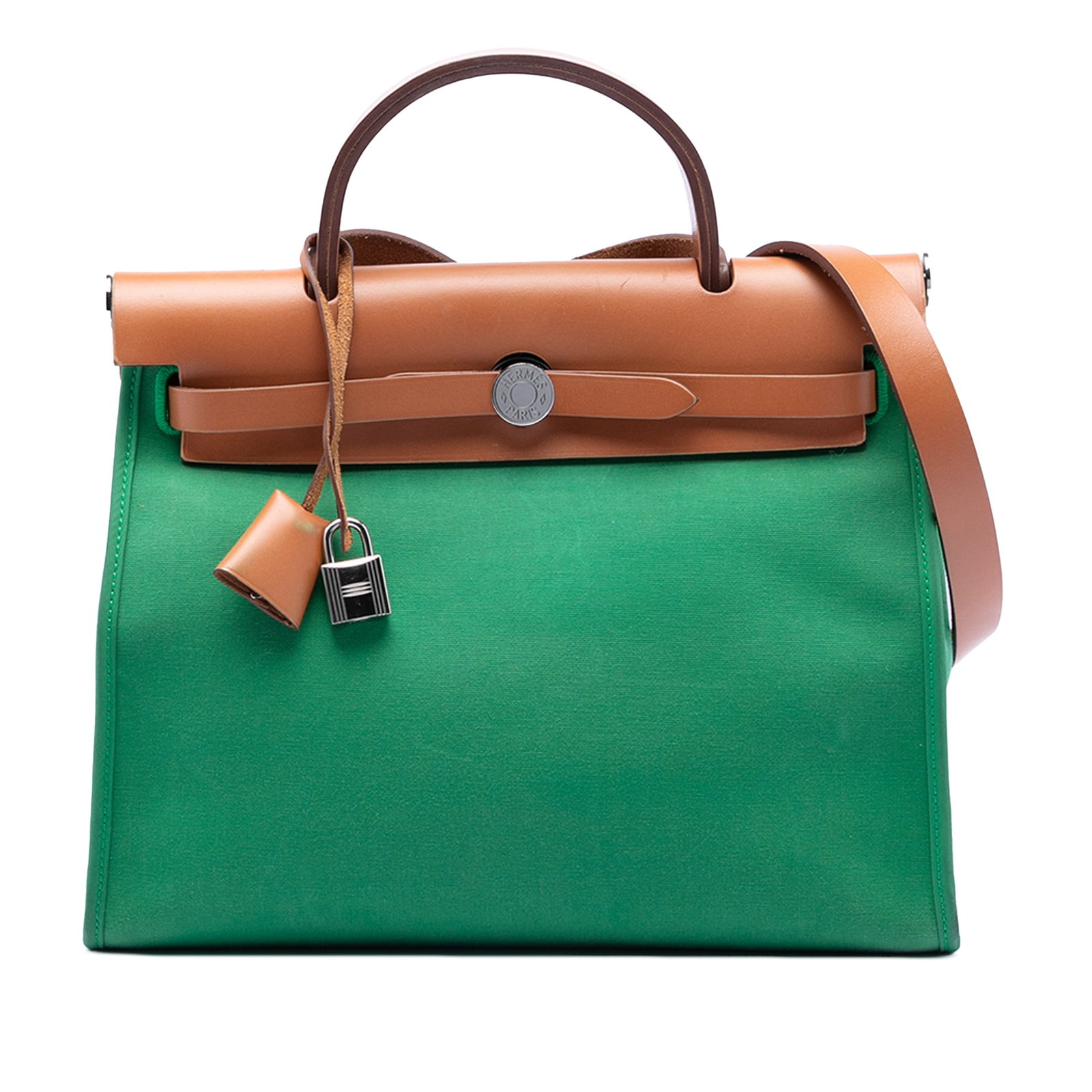 Herbag Zip 31 Green Canvas Satchel with Leather Trim by Hermes (1 of 8)