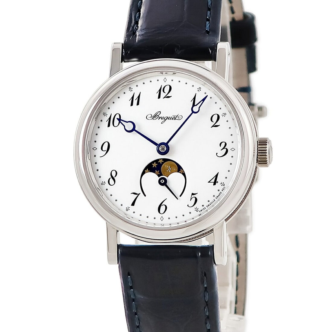 Breguet Classic Moonphase Lady 9087BB 29 964 Automatic Wristwatch: Breguet Classic Moonphase Lady 9087BB 29 964 Automatic Wristwatch This Breguet Classic Moonphase Lady 9087BB/29/964 is a refined Swiss wristwatch designed for women. It features an automatic movement 