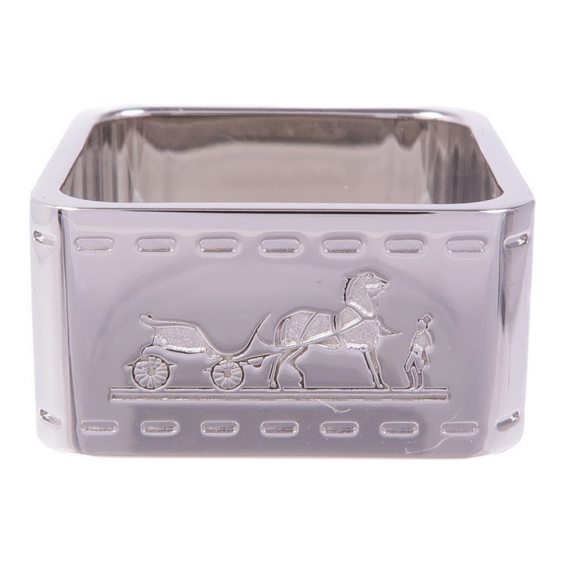 Hermes metal scarf ring silver tone with box and storage bag (1 of 6)